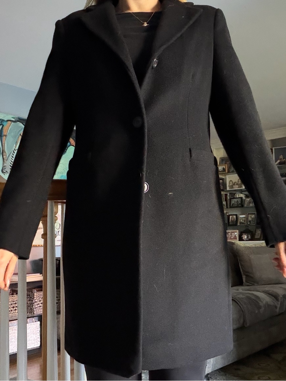 Lauren Ralph Lauren Black Wool-Blend Pea Coat